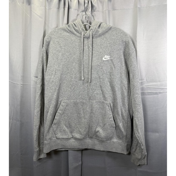 Nike Hoodie Sweatshirt Mens Medium Gray Pullover Fleece Embroidered Small Swoosh - Picture 1 of 6